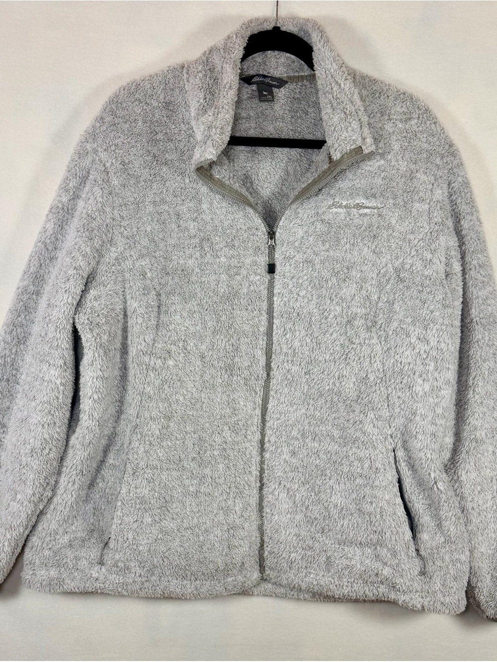Women’s Eddie Bauer Fleece Jacket, 2XL, Gray, Full Zip Teddy Bear Jacket